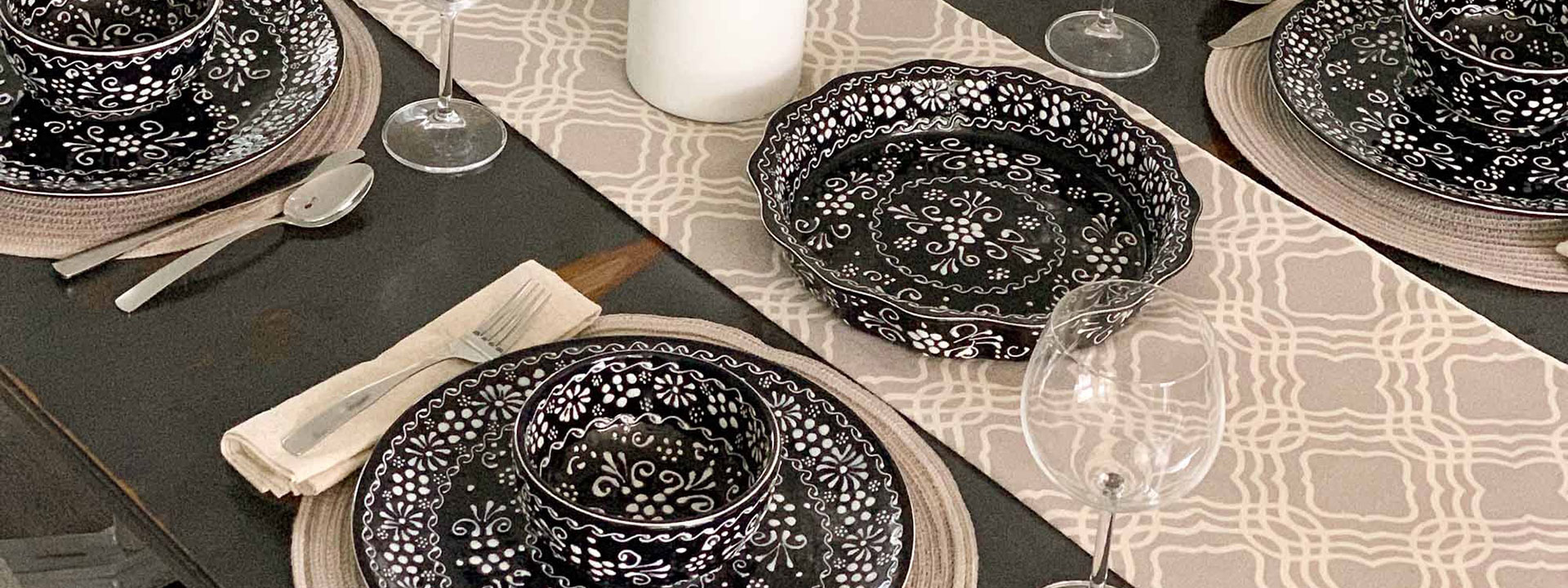 about handmade pottery tablescape