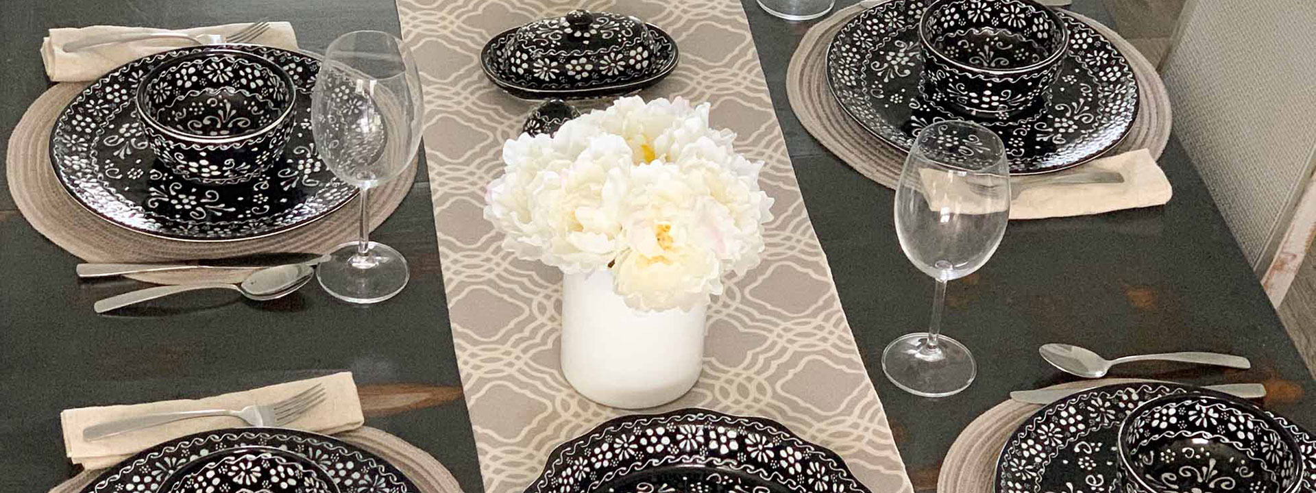 contact handmade pottery tablescape