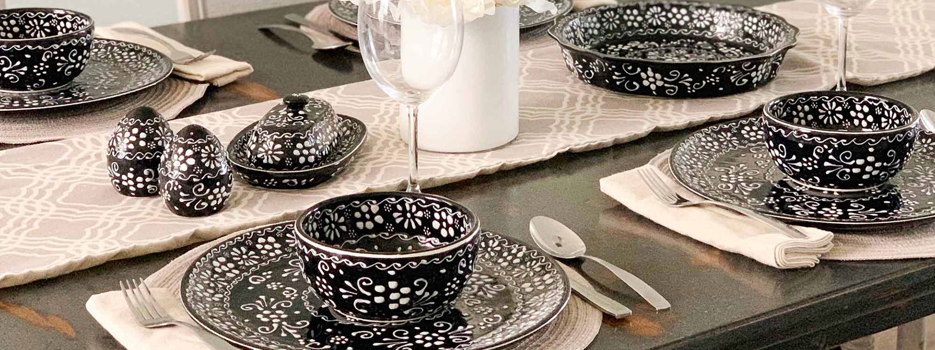 home handmade pottery tablescape